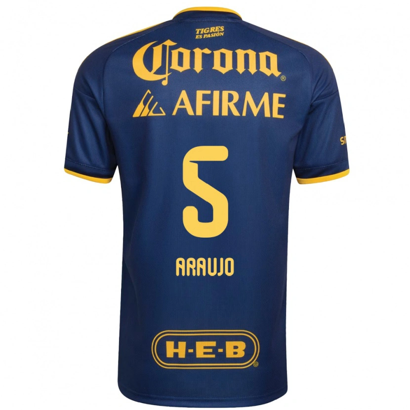 Danxen Enfant Maillot César Araújo #5 Bleu Royal Jaune Tenues Extérieur 2026/27 T-Shirt