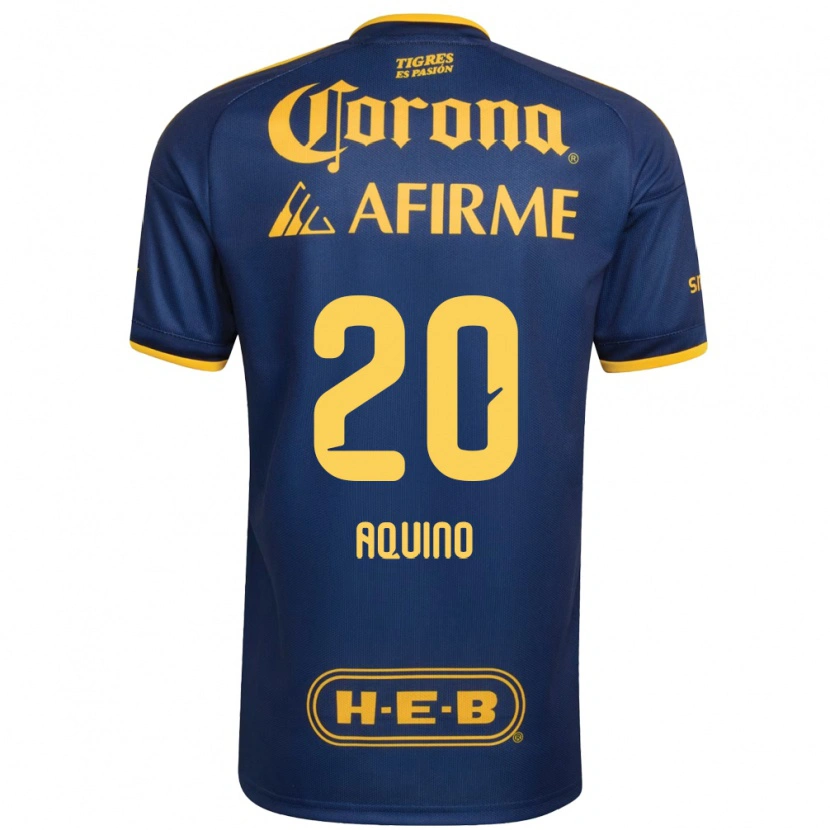 Danxen Enfant Maillot Javier Aquino #20 Bleu Royal Jaune Tenues Extérieur 2026/27 T-Shirt