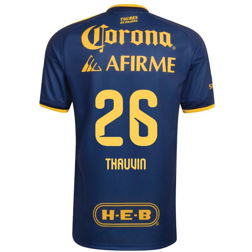 Danxen Enfant Maillot Florian Thauvin #26 Bleu Royal Jaune Tenues Extérieur 2026/27 T-Shirt