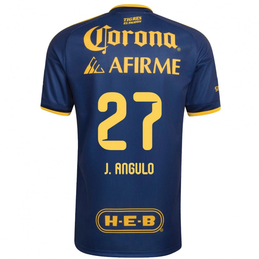 Danxen Enfant Maillot Jesús Angulo #27 Bleu Royal Jaune Tenues Extérieur 2026/27 T-Shirt