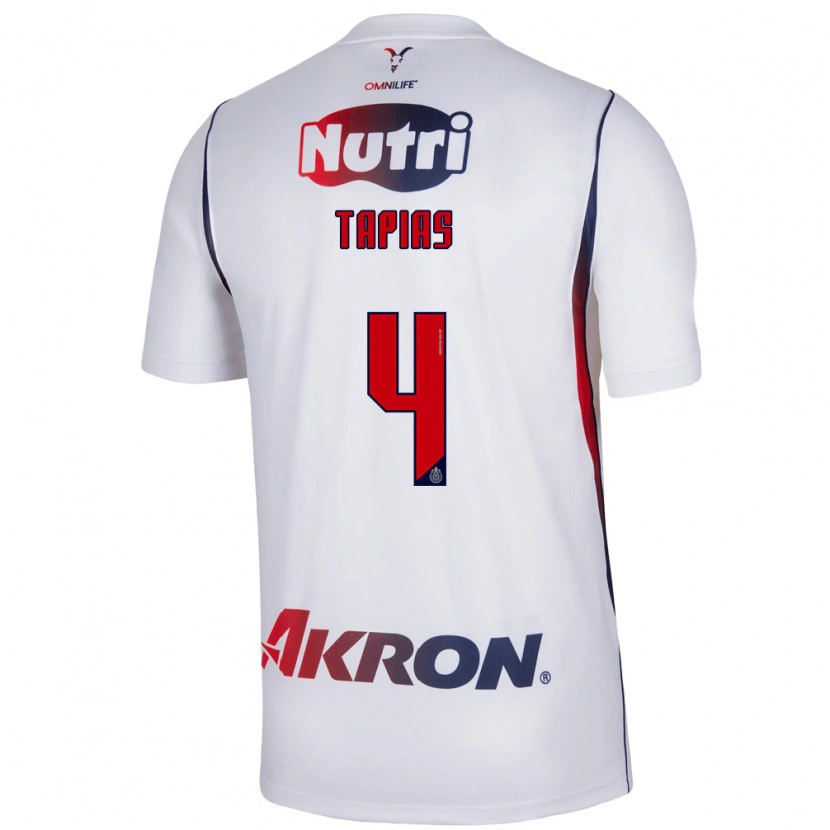 Danxen Enfant Maillot Miguel Tapias #4 Blanc Bleu Marine Rouge Tenues Extérieur 2026/27 T-Shirt