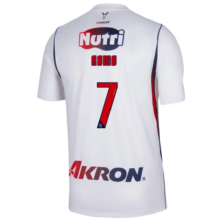 Danxen Enfant Maillot Luis Romo #7 Blanc Bleu Marine Rouge Tenues Extérieur 2026/27 T-Shirt