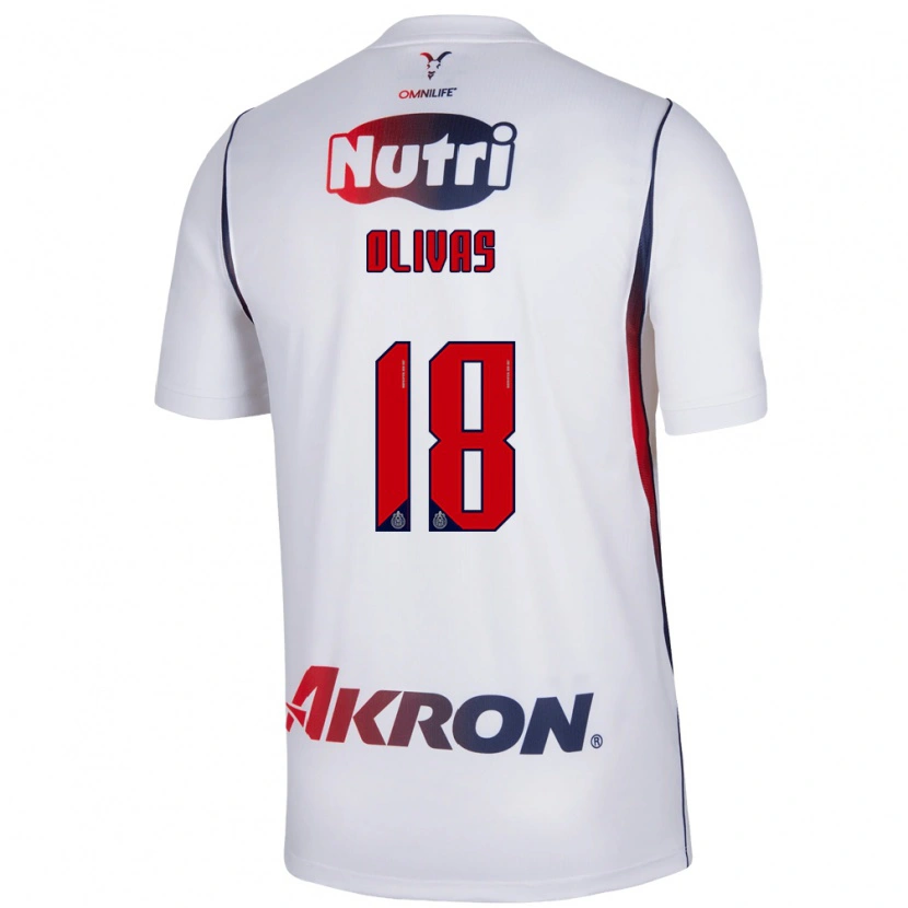 Danxen Enfant Maillot Luis Olivas #18 Blanc Bleu Marine Rouge Tenues Extérieur 2026/27 T-Shirt
