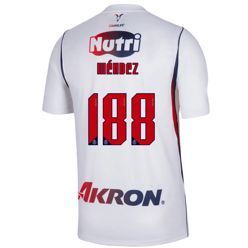 Danxen Enfant Maillot Francisco Méndez #188 Blanc Bleu Marine Rouge Tenues Extérieur 2026/27 T-Shirt