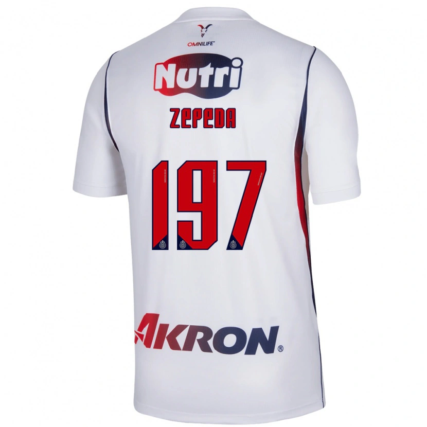 Danxen Enfant Maillot Carlos Zepeda #197 Blanc Bleu Marine Rouge Tenues Extérieur 2026/27 T-Shirt