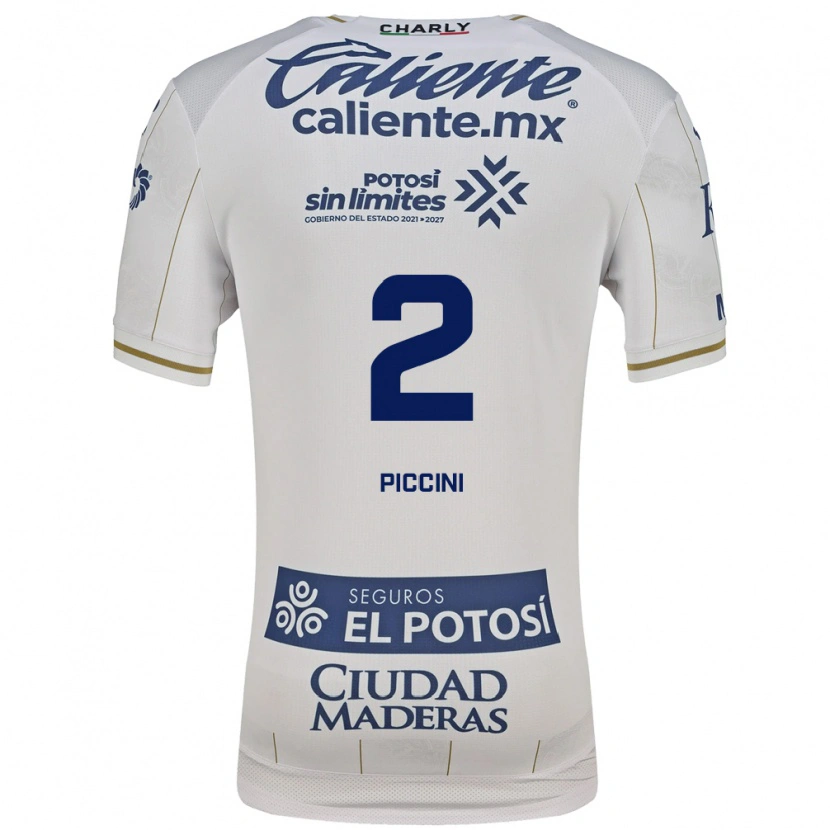 Danxen Enfant Maillot Cristiano Piccini #2 Blanc Bleu Tenues Extérieur 2026/27 T-Shirt