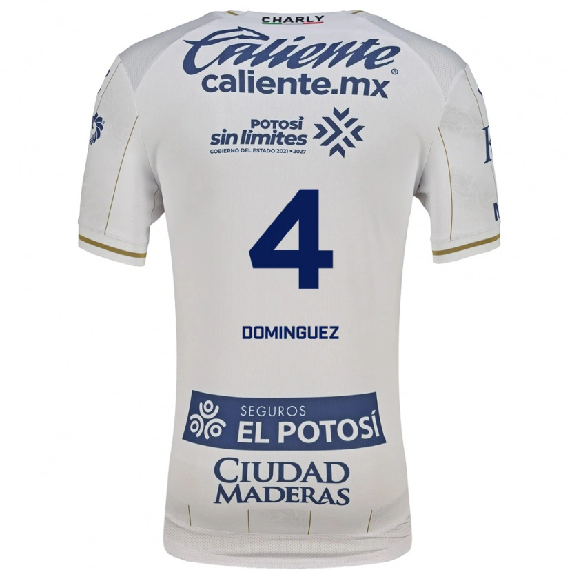 Danxen Enfant Maillot Julio Cesar Dominguez #4 Blanc Bleu Tenues Extérieur 2026/27 T-Shirt
