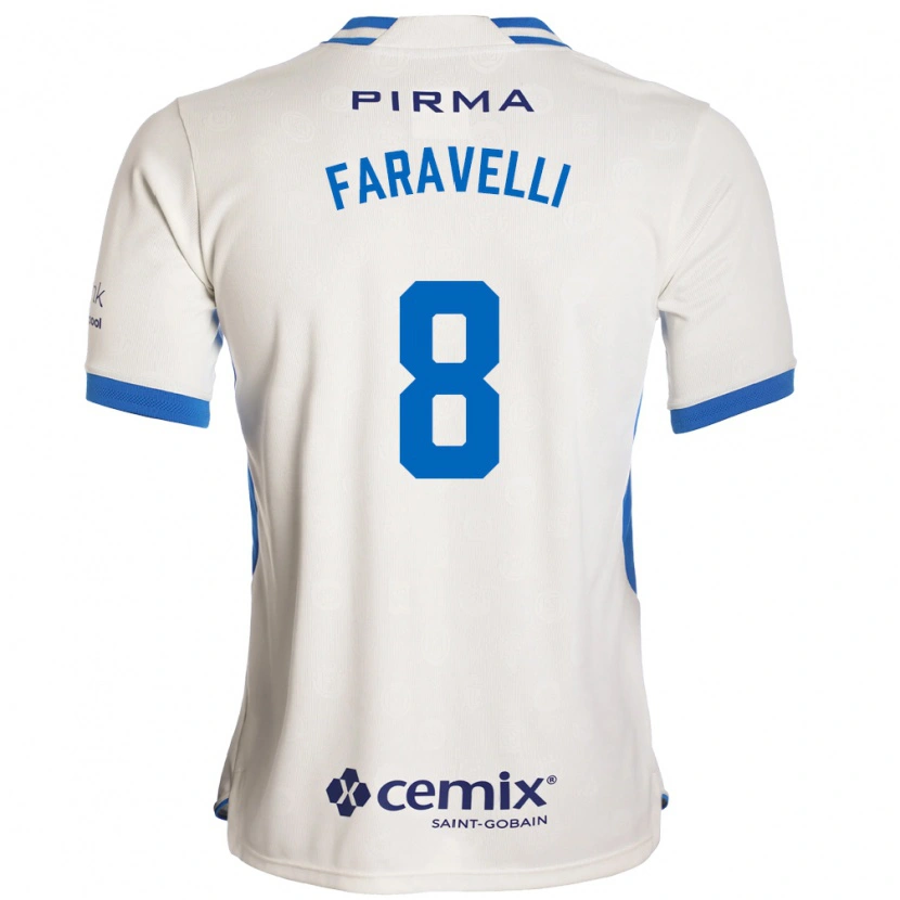 Danxen Enfant Maillot Lorenzo Faravelli #8 Blanc Bleu Rouge Tenues Extérieur 2026/27 T-Shirt