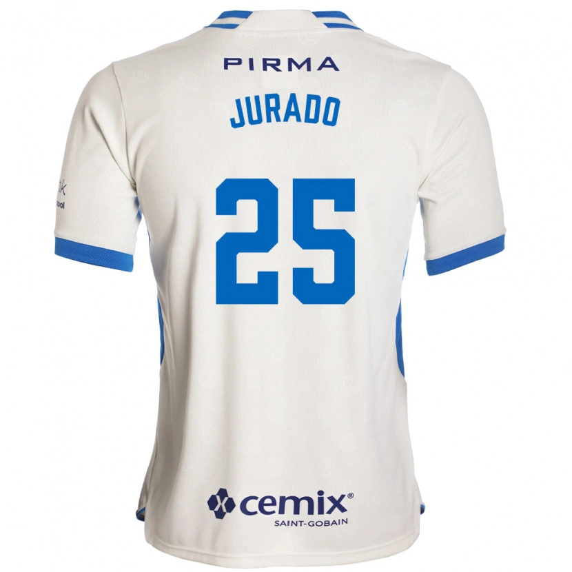 Danxen Enfant Maillot Sebastian Jurado #25 Blanc Bleu Rouge Tenues Extérieur 2026/27 T-Shirt