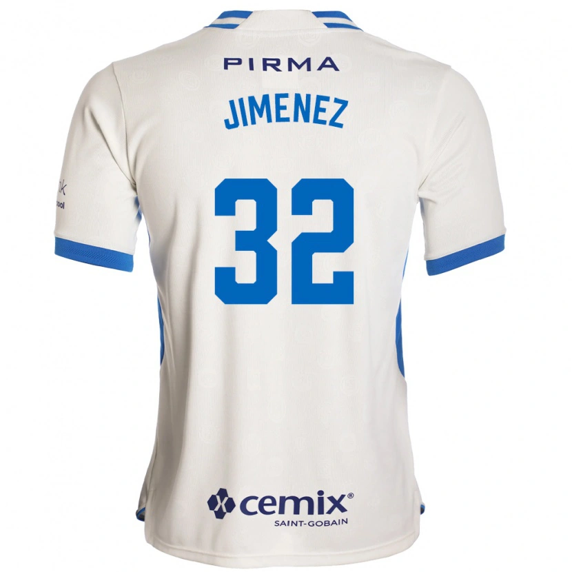 Danxen Enfant Maillot Cristian Jiménez #32 Blanc Bleu Rouge Tenues Extérieur 2026/27 T-Shirt