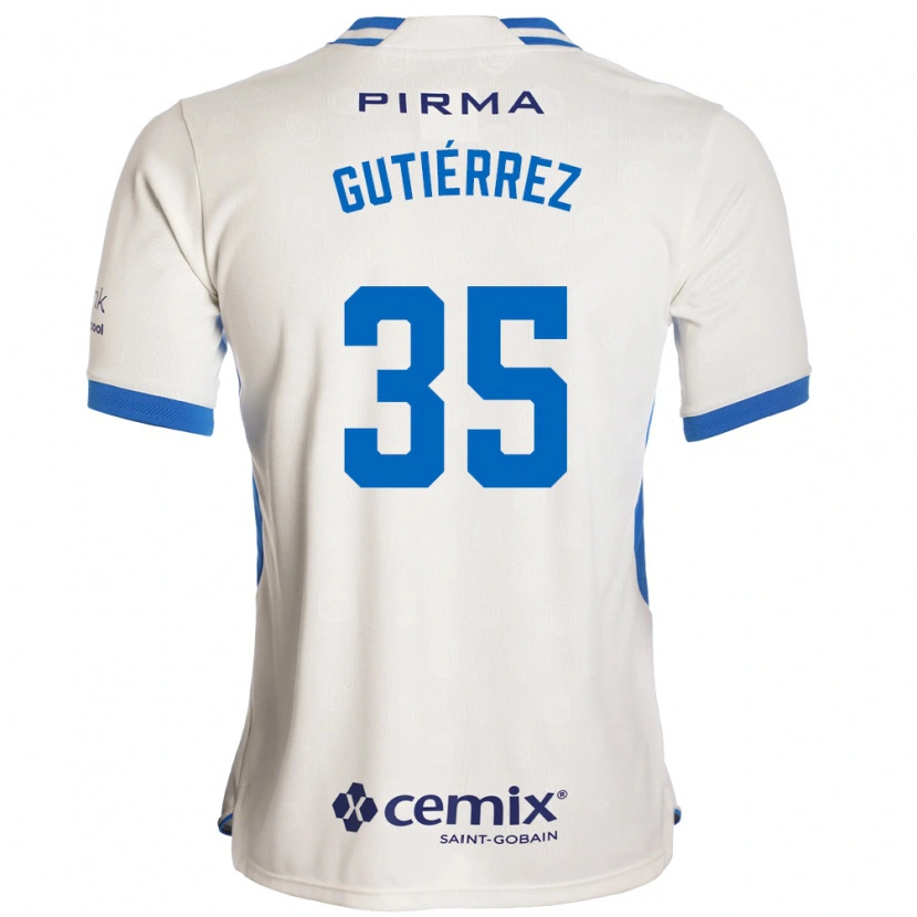 Danxen Enfant Maillot Luis Gutiérrez #35 Blanc Bleu Rouge Tenues Extérieur 2026/27 T-Shirt