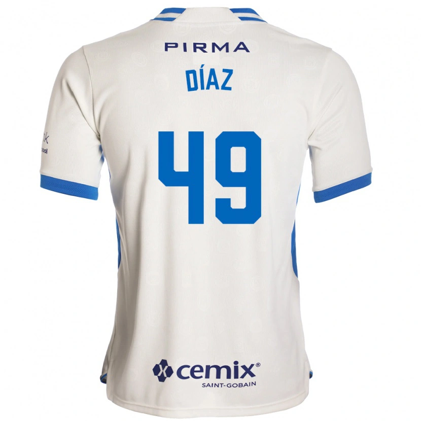 Danxen Enfant Maillot Josué Díaz #49 Blanc Bleu Rouge Tenues Extérieur 2026/27 T-Shirt