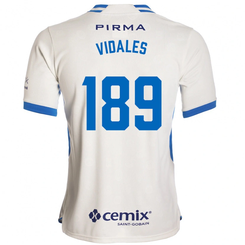 Danxen Enfant Maillot Álvaro Vidales #189 Blanc Bleu Rouge Tenues Extérieur 2026/27 T-Shirt