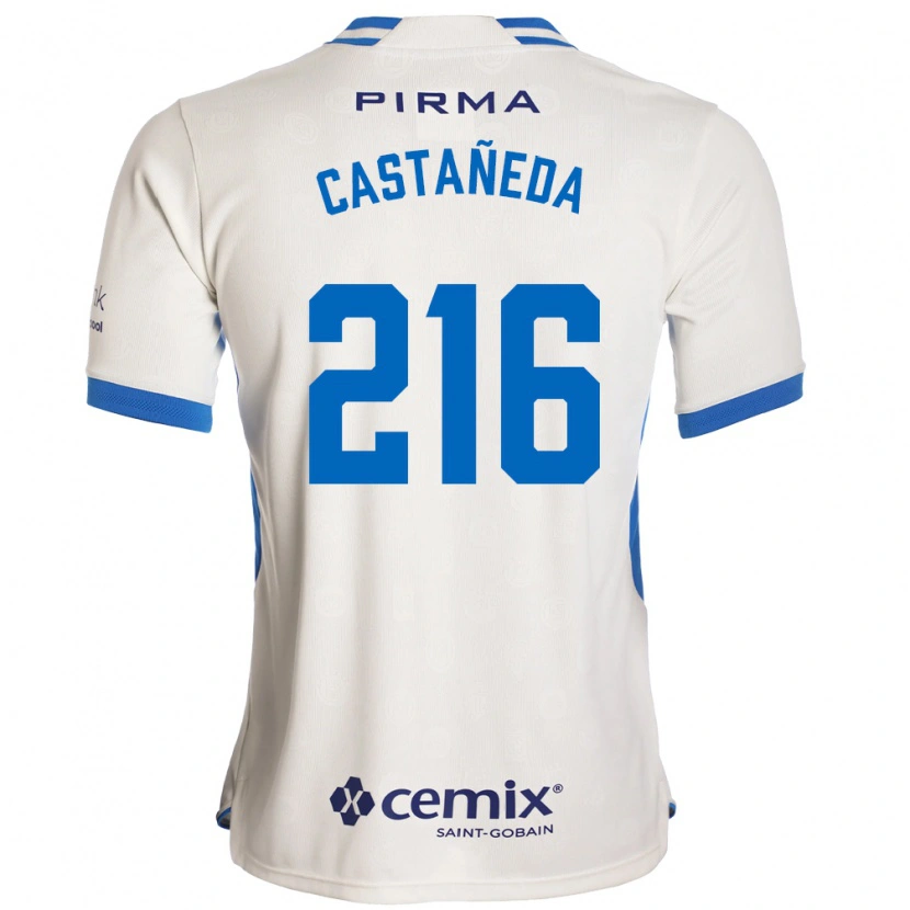 Danxen Enfant Maillot Ian Castañeda #216 Blanc Bleu Rouge Tenues Extérieur 2026/27 T-Shirt