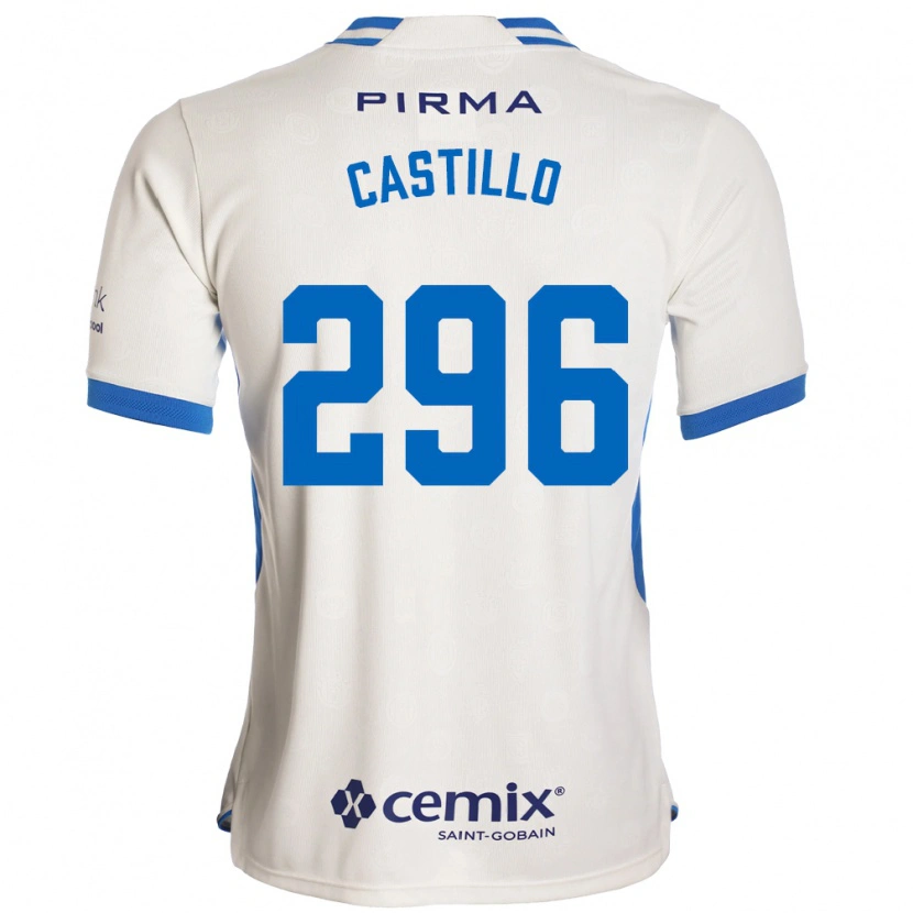 Danxen Enfant Maillot Eduardo Castillo #296 Blanc Bleu Rouge Tenues Extérieur 2026/27 T-Shirt