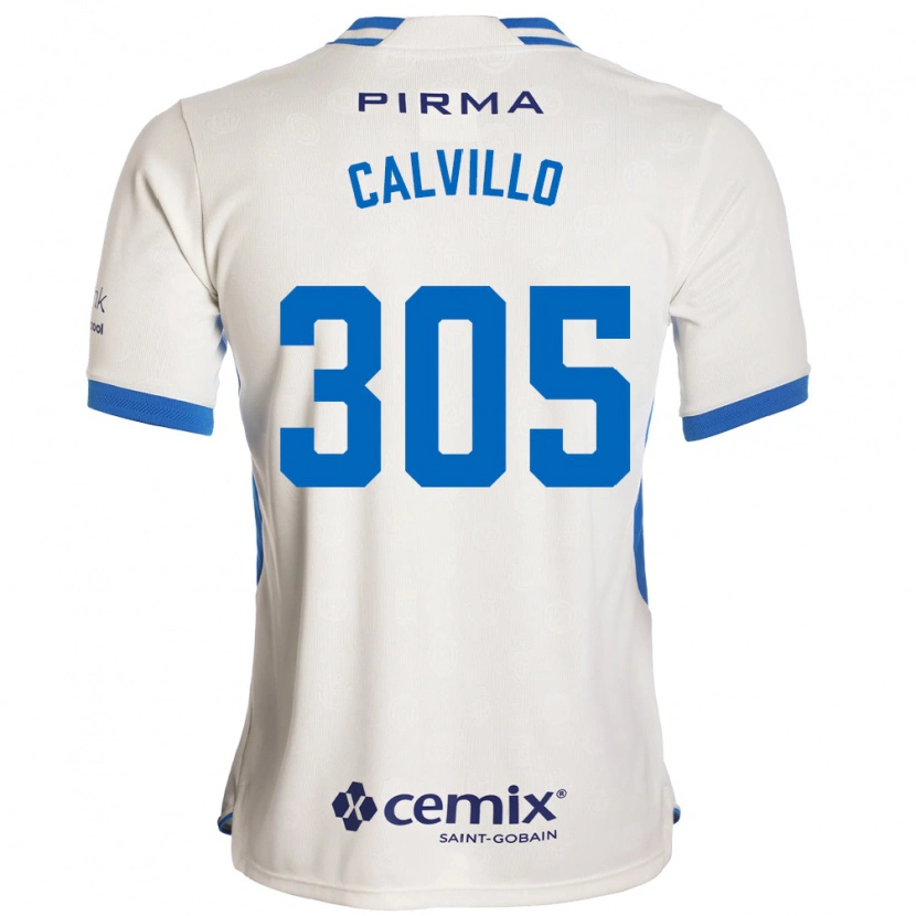 Danxen Enfant Maillot Carlos Calvillo #305 Blanc Bleu Rouge Tenues Extérieur 2026/27 T-Shirt