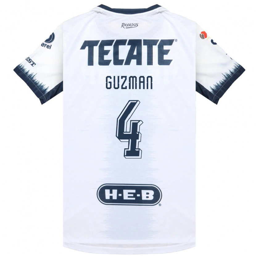 Danxen Enfant Maillot Víctor Guzmán #4 Blanc Bleu Encre Rouge Tenues Extérieur 2026/27 T-Shirt