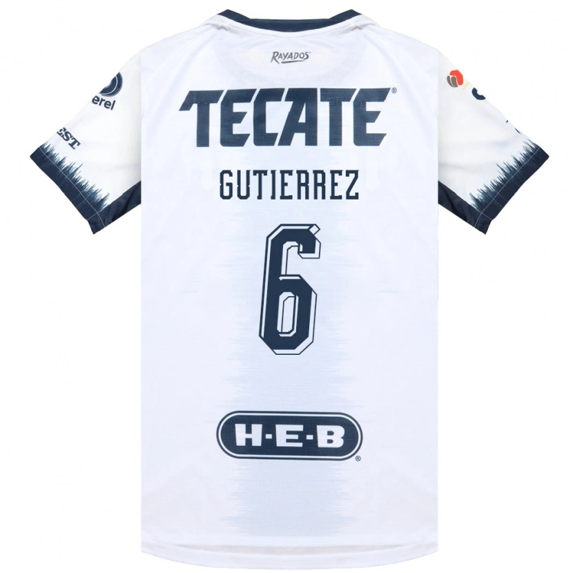 Danxen Enfant Maillot Edson Gutierrez #6 Blanc Bleu Encre Rouge Tenues Extérieur 2026/27 T-Shirt