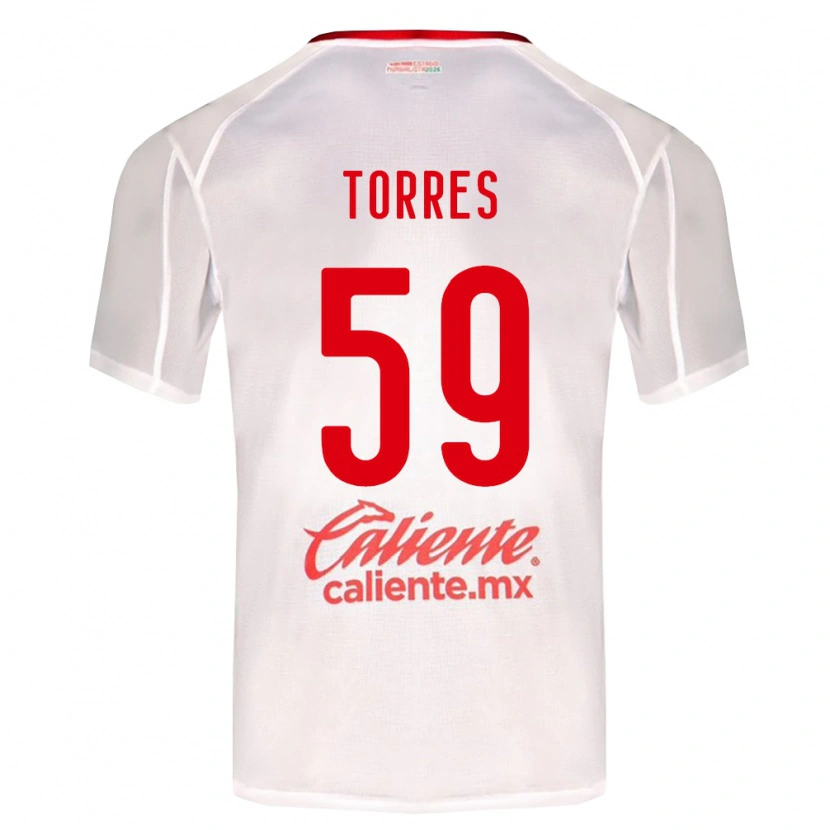 Danxen Enfant Maillot Christian Torres #59 Blanc Vert Rouge Tenues Extérieur 2026/27 T-Shirt