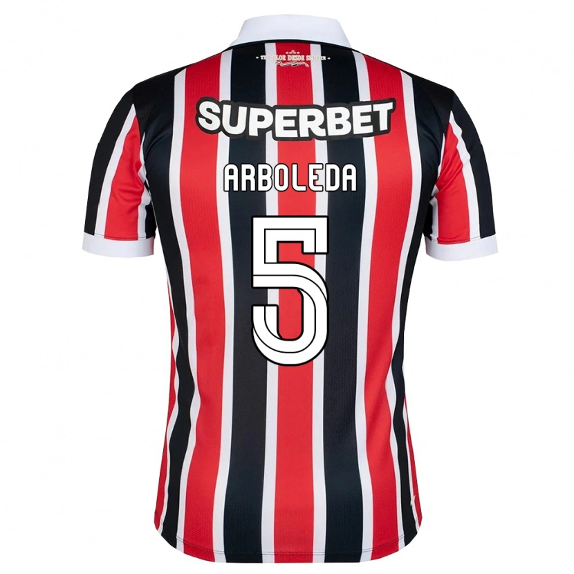 Danxen Enfant Maillot Robert Arboleda #5 Rouge Blanc Noir Tenues Extérieur 2026/27 T-Shirt