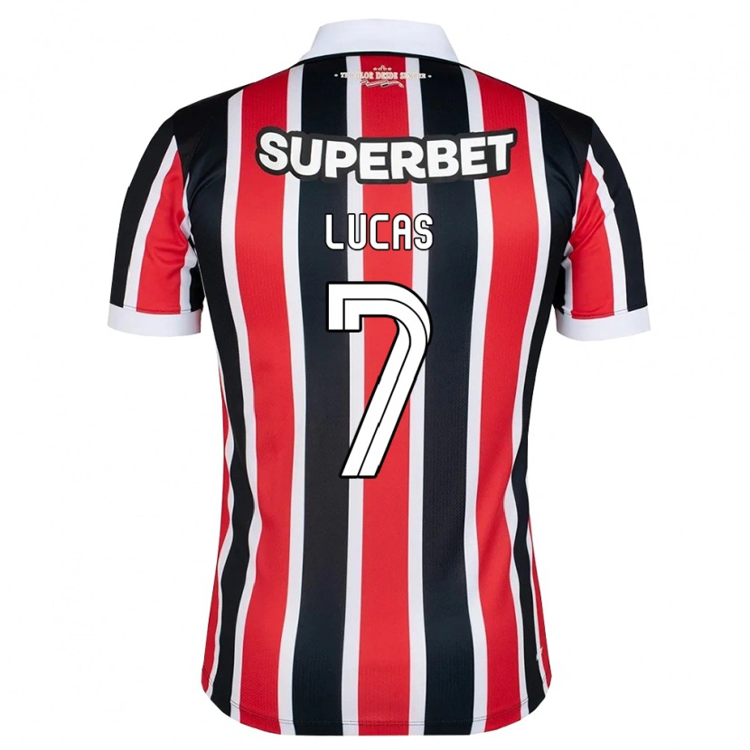 Danxen Enfant Maillot Lucas Moura #7 Rouge Blanc Noir Tenues Extérieur 2026/27 T-Shirt