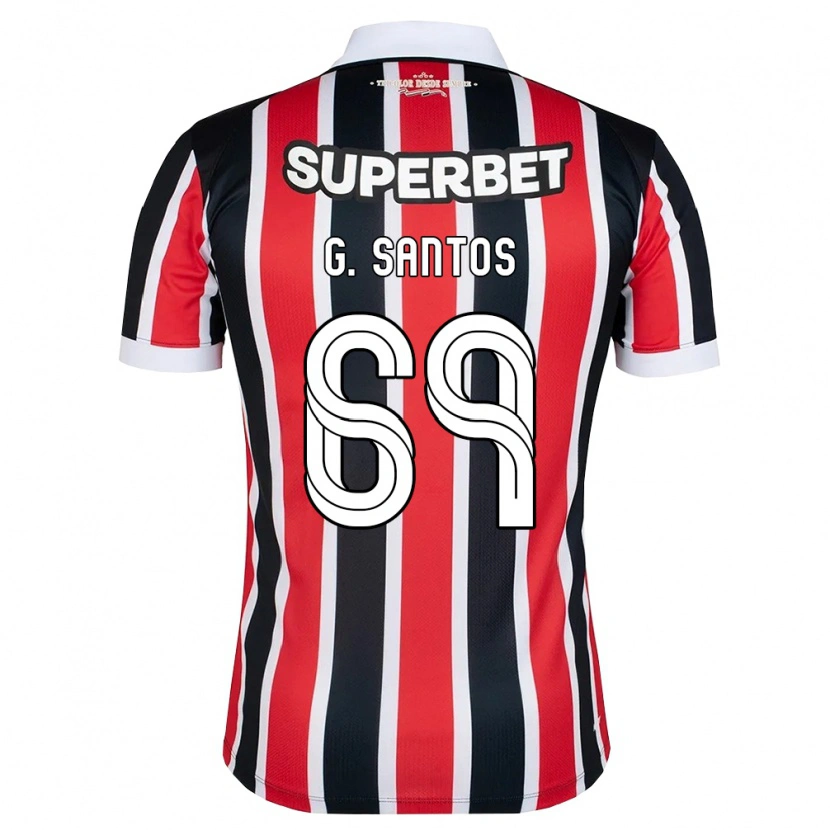 Danxen Enfant Maillot Guilherme Santos #69 Rouge Blanc Noir Tenues Extérieur 2026/27 T-Shirt