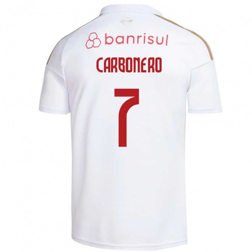 Danxen Enfant Maillot Johan Carbonero #7 Blanc Rouge Tenues Extérieur 2026/27 T-Shirt