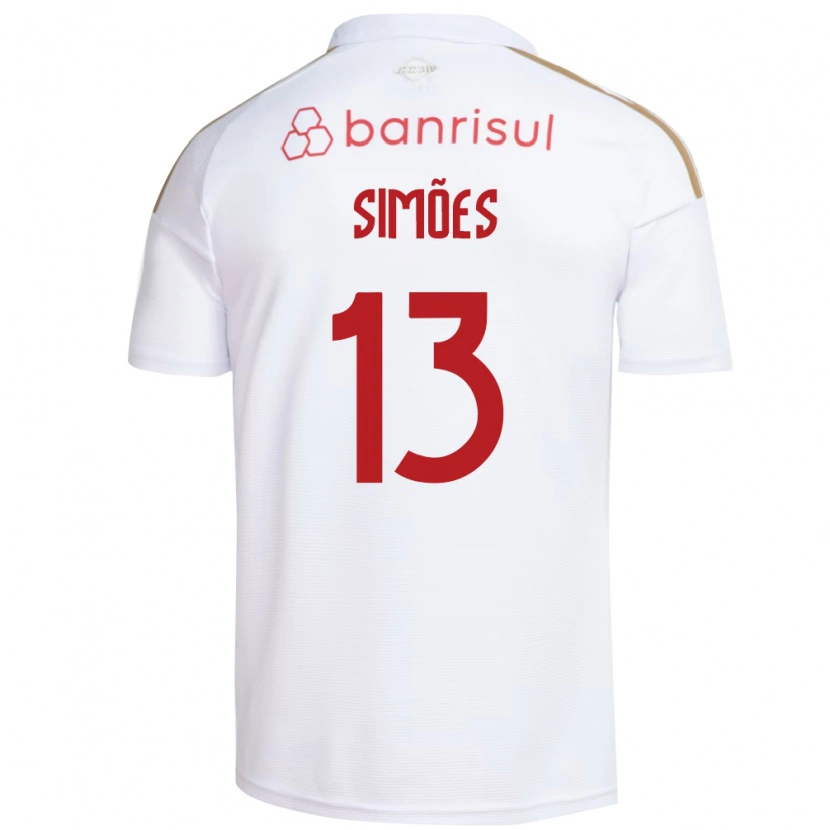 Danxen Enfant Maillot Arthur Simões #13 Blanc Rouge Tenues Extérieur 2026/27 T-Shirt