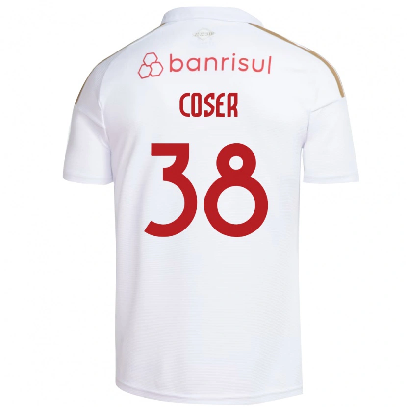 Danxen Enfant Maillot Diego Coser #38 Blanc Rouge Tenues Extérieur 2026/27 T-Shirt