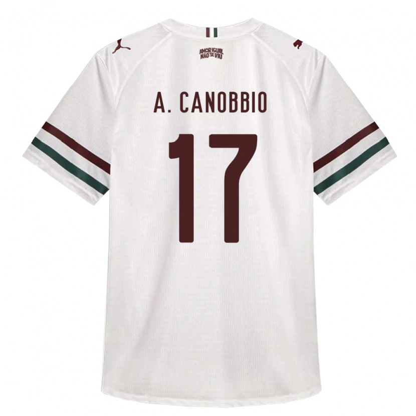 Danxen Enfant Maillot Agustín Canobbio #17 Blanc Vert Bourgogne Tenues Extérieur 2026/27 T-Shirt