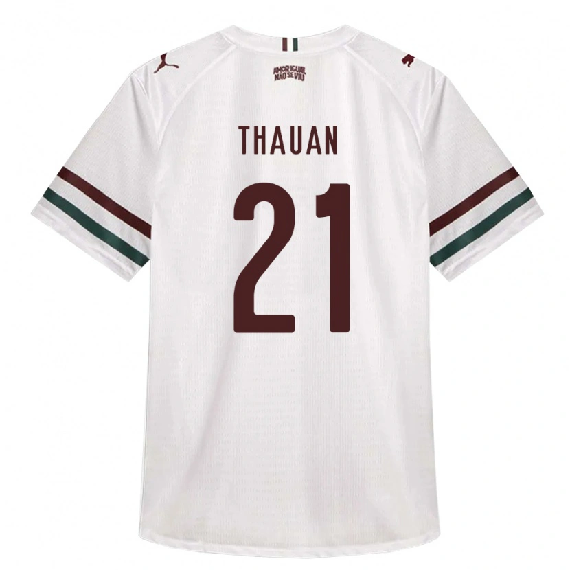 Danxen Enfant Maillot Weverton Thauan Neres De Sousa #21 Blanc Vert Bourgogne Tenues Extérieur 2026/27 T-Shirt