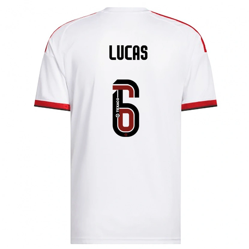 Danxen Enfant Maillot Ayrton Lucas #6 Blanc Rouge Noir Tenues Extérieur 2026/27 T-Shirt