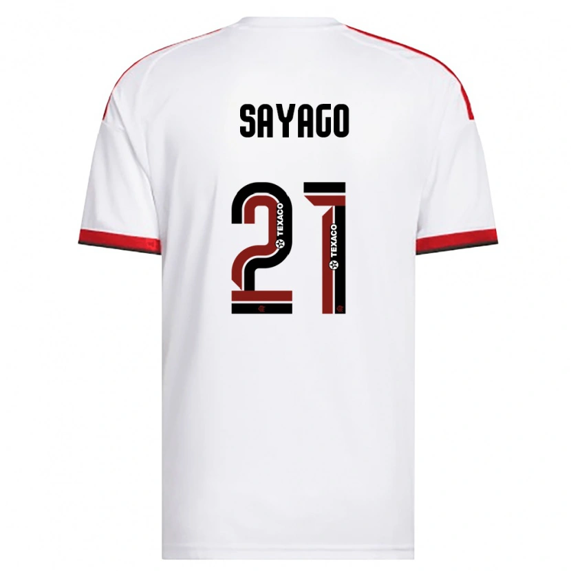 Danxen Enfant Maillot Juan Sayago #21 Blanc Rouge Noir Tenues Extérieur 2026/27 T-Shirt