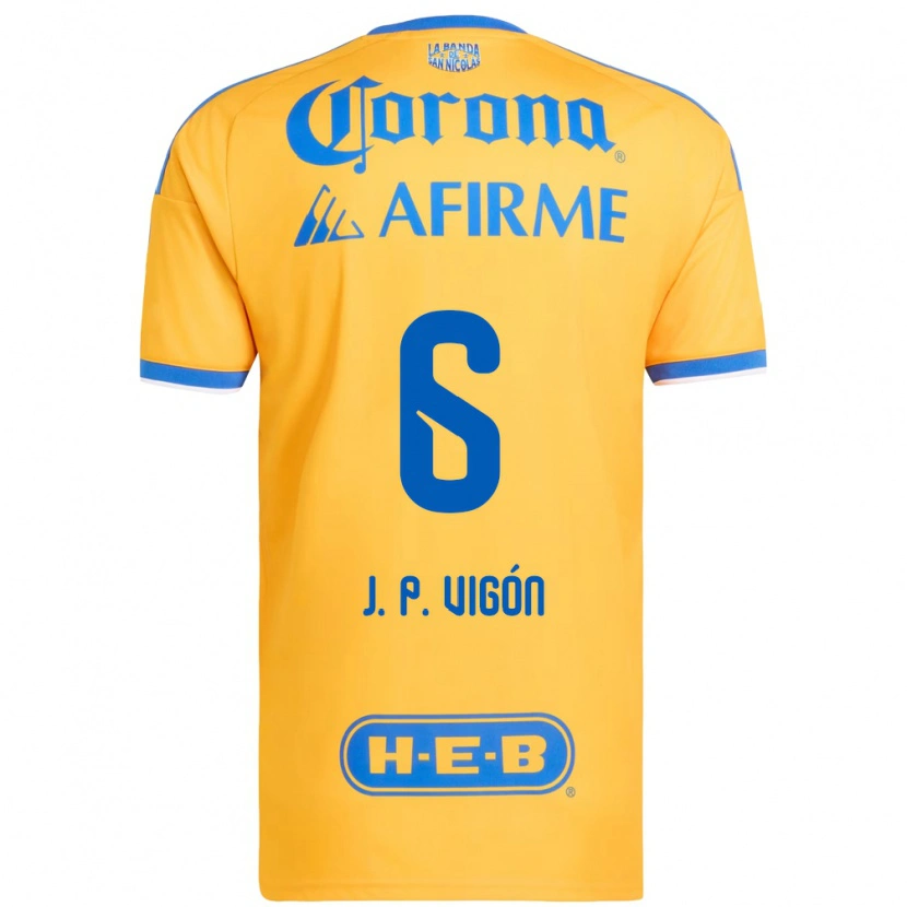 Danxen Homme Maillot Juan Pablo Vigón #6 Jaune Bleu Tenues Domicile 2026/27 T-Shirt