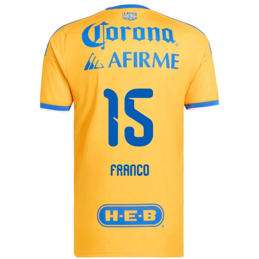 Danxen Homme Maillot Alan Franco #15 Jaune Bleu Tenues Domicile 2026/27 T-Shirt