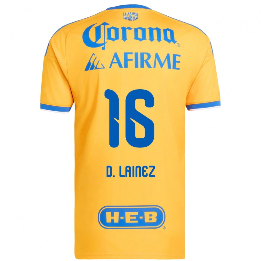 Danxen Homme Maillot Diego Lainez #16 Jaune Bleu Tenues Domicile 2026/27 T-Shirt