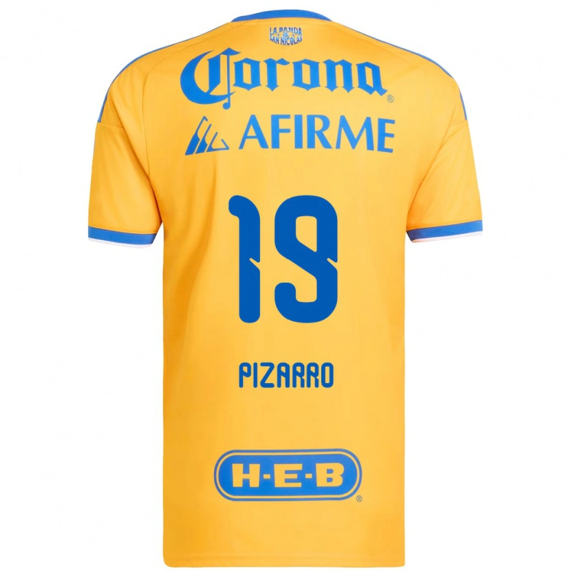 Danxen Homme Maillot Guido Pizarro #19 Jaune Bleu Tenues Domicile 2026/27 T-Shirt