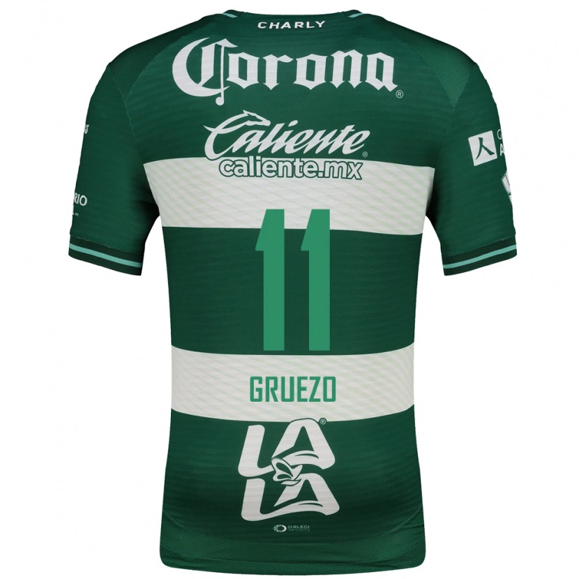 Danxen Homme Maillot Carlos Gruezo #11 Vert Blanc Tenues Domicile 2026/27 T-Shirt