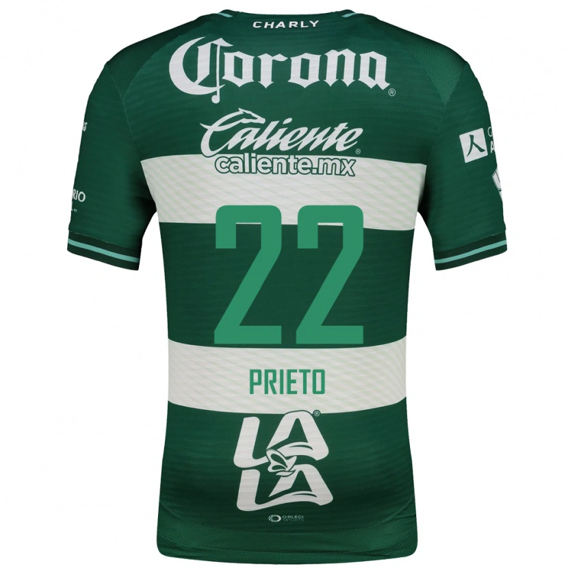 Danxen Homme Maillot Ronaldo Prieto #22 Vert Blanc Tenues Domicile 2026/27 T-Shirt