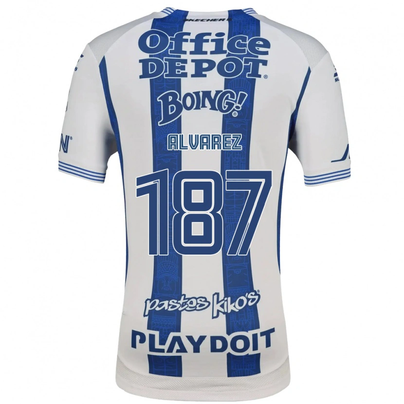Danxen Homme Maillot Gael Álvarez #187 Blanc Bleu Marine Tenues Domicile 2026/27 T-Shirt