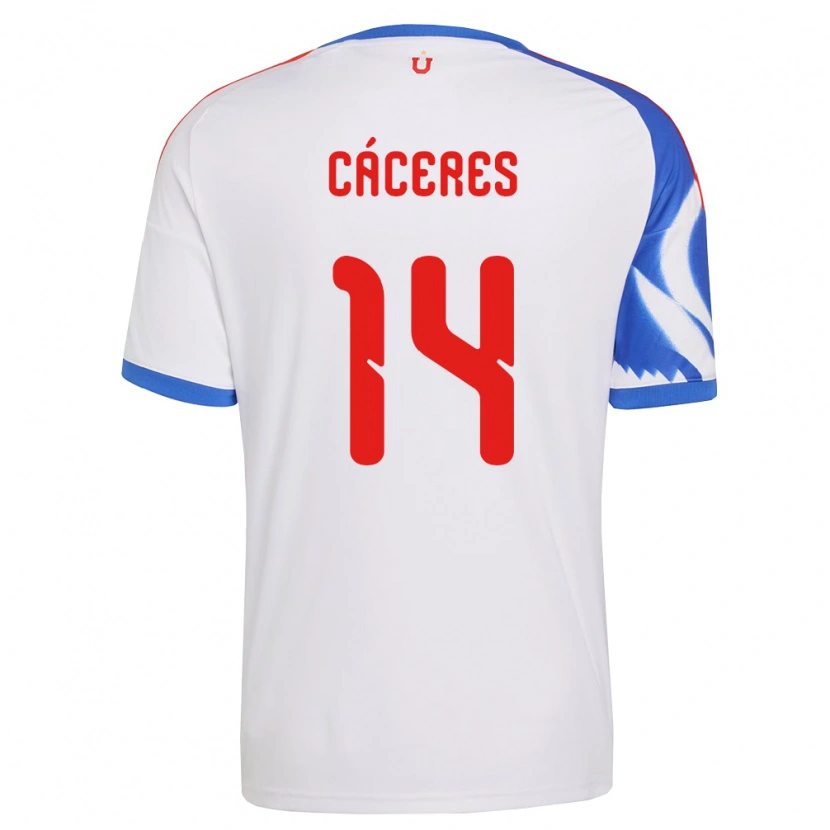 Danxen Homme Maillot Franco Cáceres #14 Blanc Bleu Marine Tenues Extérieur 2026/27 T-Shirt
