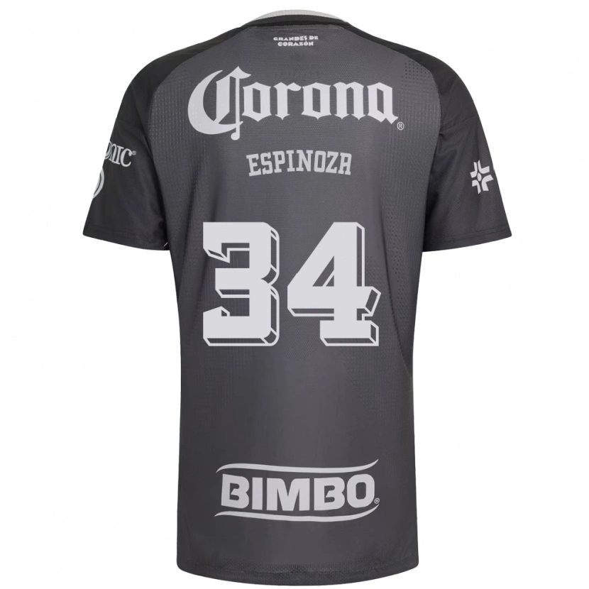 Danxen Homme Maillot Dagoberto Espinoza #34 Gris Blanc Noir Tenues Extérieur 2026/27 T-Shirt