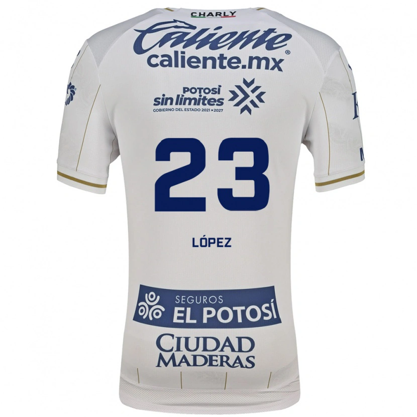Danxen Homme Maillot César López #23 Blanc Bleu Tenues Extérieur 2026/27 T-Shirt