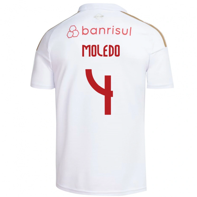 Danxen Homme Maillot Rodrigo Moledo #4 Blanc Rouge Tenues Extérieur 2026/27 T-Shirt
