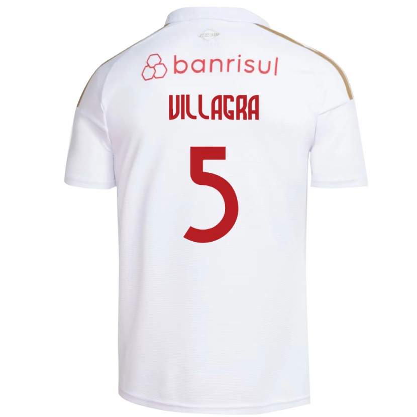 Danxen Homme Maillot Rodrigo Villagra #5 Blanc Rouge Tenues Extérieur 2026/27 T-Shirt
