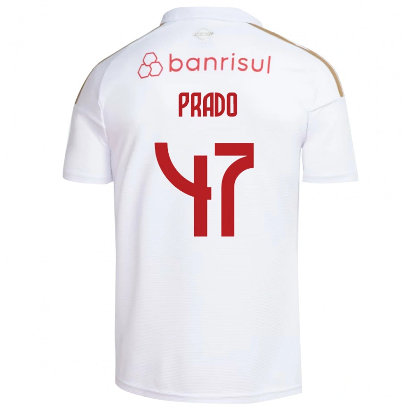 Danxen Homme Maillot Gustavo Prado #47 Blanc Rouge Tenues Extérieur 2026/27 T-Shirt