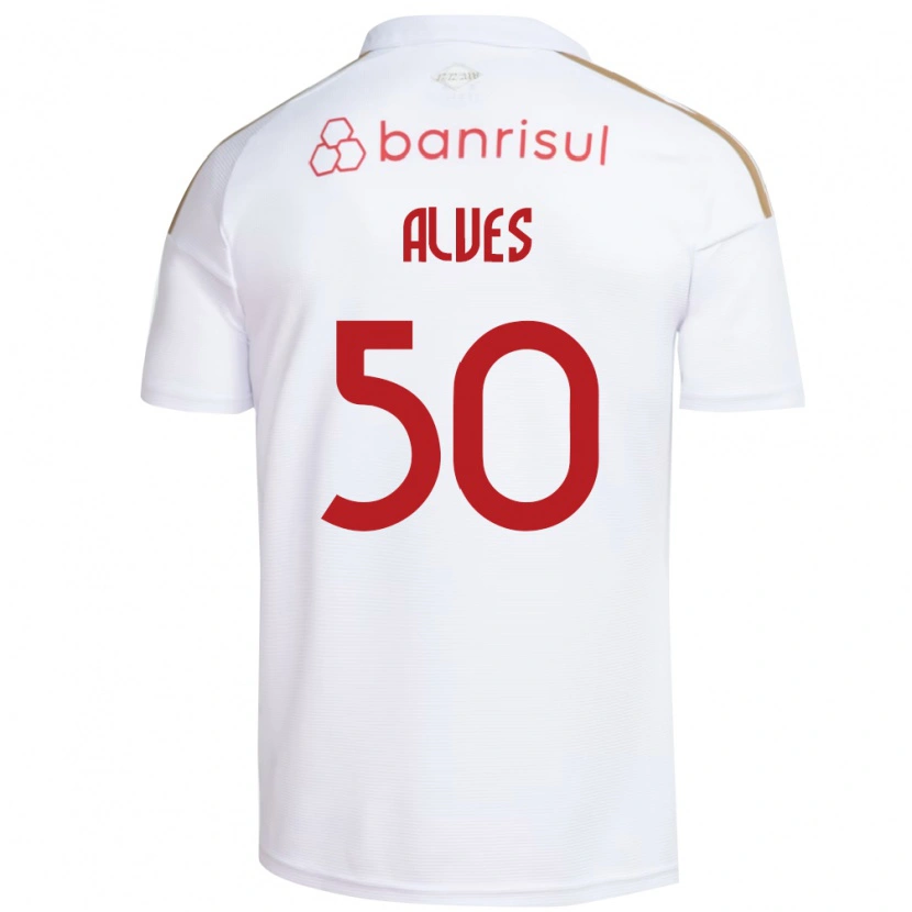 Danxen Homme Maillot Kauan Alves #50 Blanc Rouge Tenues Extérieur 2026/27 T-Shirt