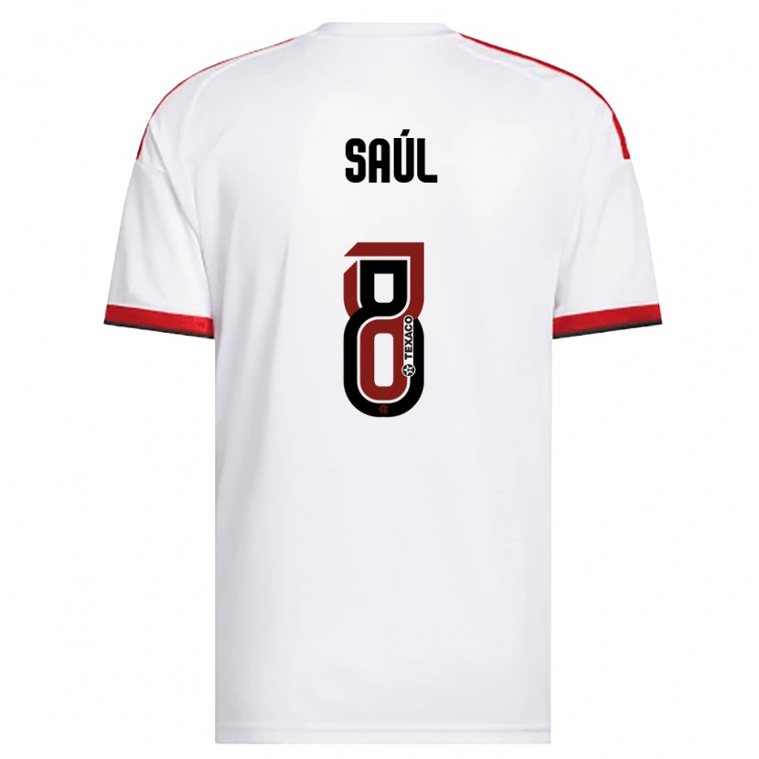 Danxen Homme Maillot Saúl Ñíguez #8 Blanc Rouge Noir Tenues Extérieur 2026/27 T-Shirt
