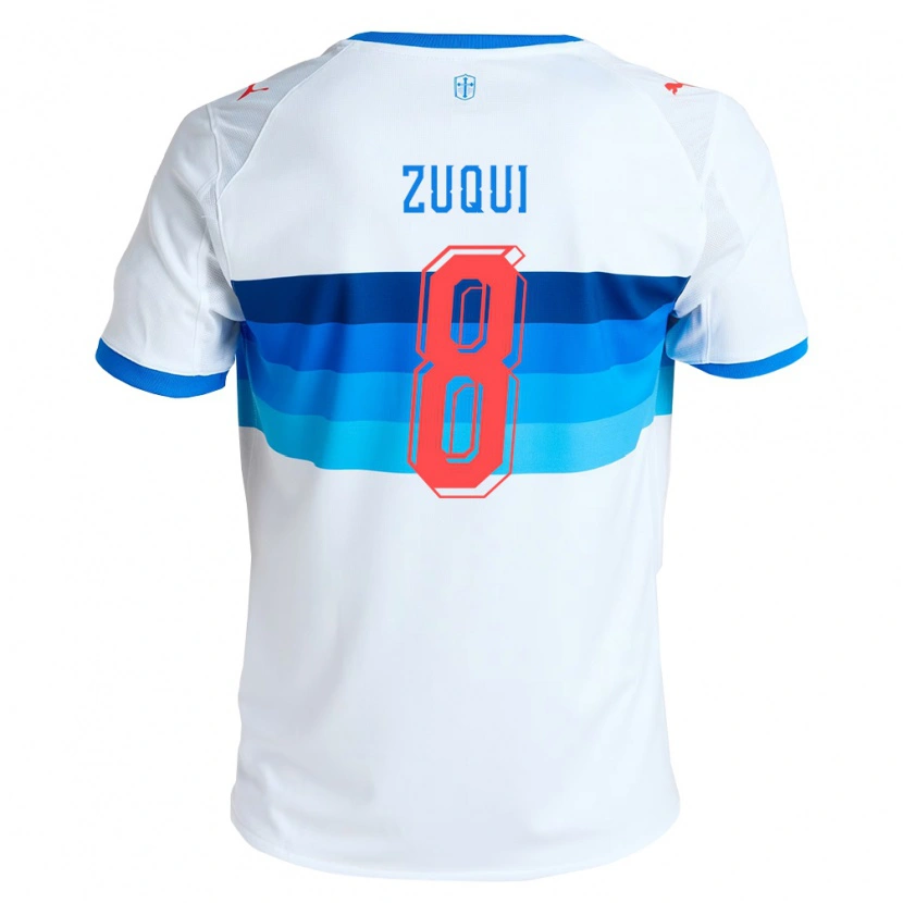 Danxen Femme Maillot Fernando Zuqui #8 Blanc Bleu Ciel Tenues Domicile 2026/27 T-Shirt