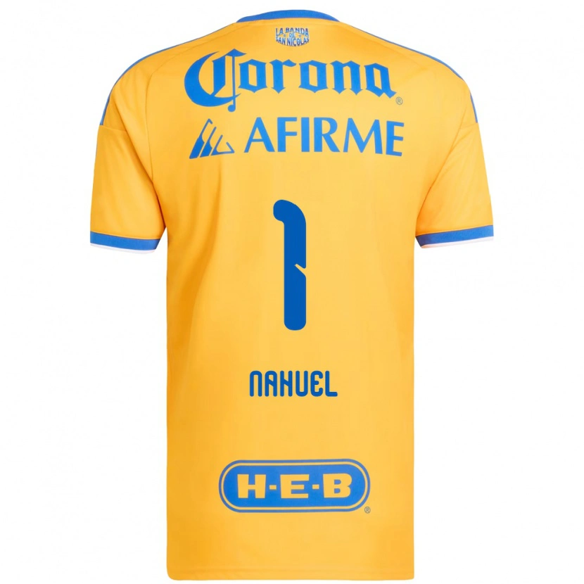 Danxen Femme Maillot Nahuel Guzmán #1 Jaune Bleu Tenues Domicile 2026/27 T-Shirt